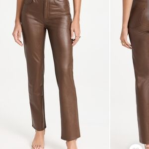 PAIGE Chestnut Faux Leather Trousers